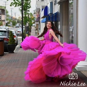 Ashley Lauren pink and purple ball gown